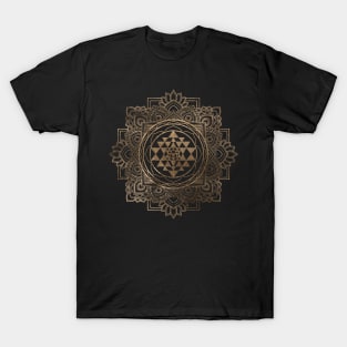 Sri Yantra  / Sri Chakra in golden lotus T-Shirt